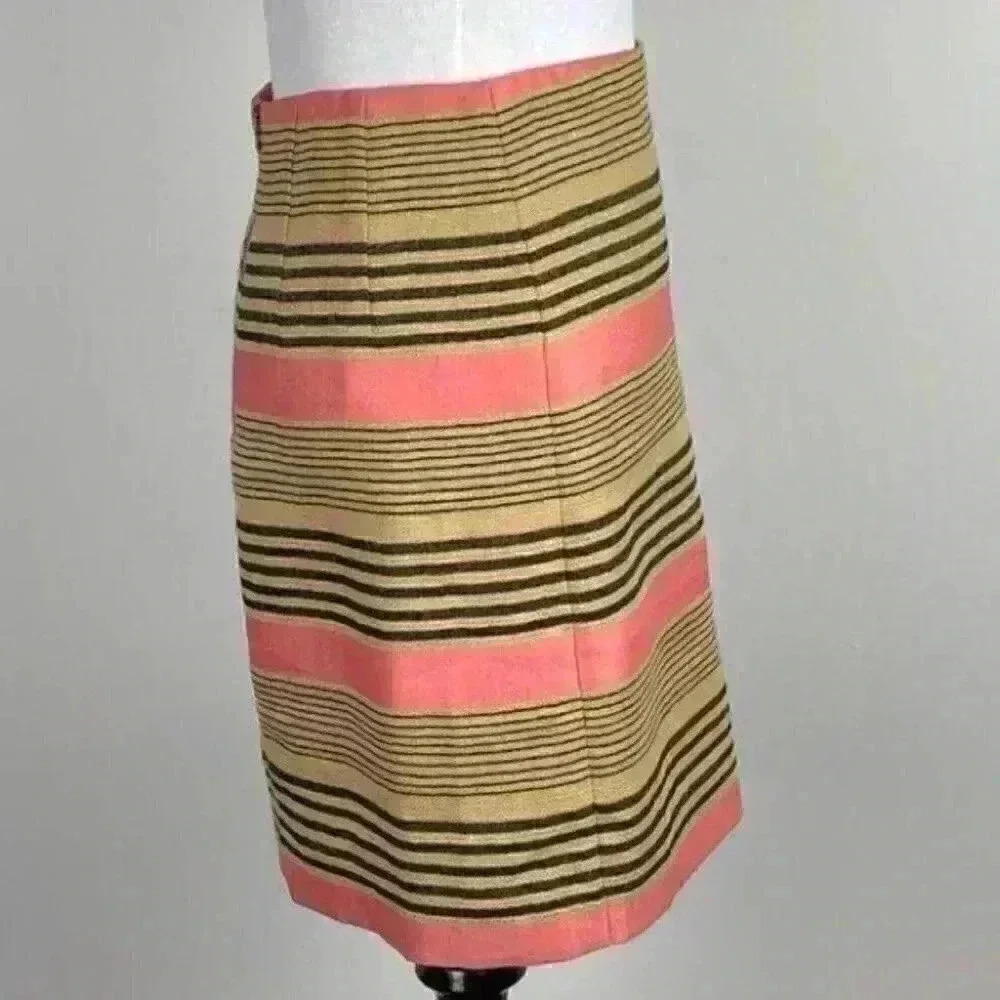 Ann Taylor loft skirt sz 00 linen striped Pencil career - Picture 3 of 9